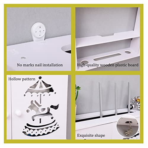 Boîte de rangement routeur avec étagères flottantes blanches en composite léger