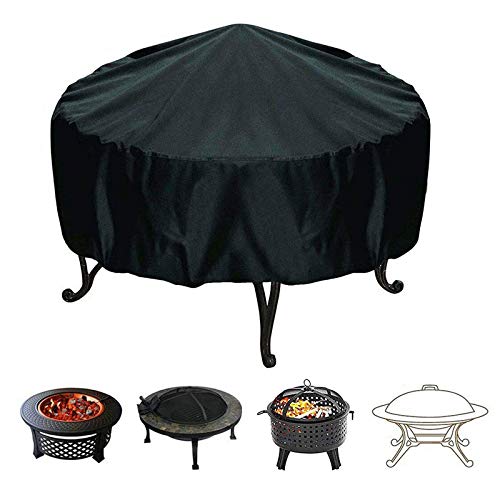 Ledph Feuerstelle Abdeckung, SchutzhüLle FüR Feuerschale Mit Gummizug, 210d Oxford Stoff Runde Barbecue Staubschutz, Wasserdicht, Uvbestandig Gewebehaube, Schwarz,58 * 77cm Cover