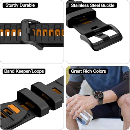 Image of Zitel Band Compatible with Garmin Fenix 8 AMOLED 51mm /8 Pro 51mm, Fenix 7X /7XPro, 6X /6X Pro, 5X /5X Plus, 3 /3 HR, Descent MK1 /2i /3i, Enduro 3 /2 - Quickfit 26mm Silicone Sport Strap