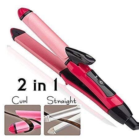 Image of UROOJ 2 in 1 Hair Beauty Set Electric and Professional Hair Curler And Hair Straightener (Multi-Colour)