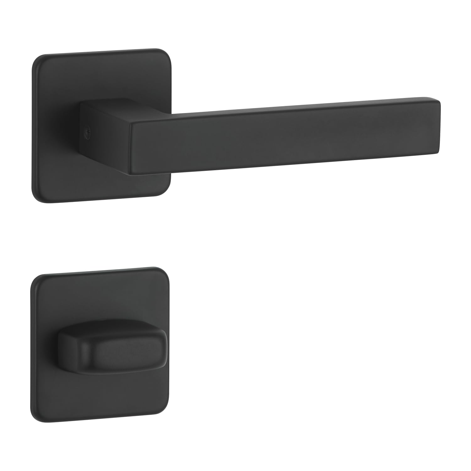 FELGNER Manilla Parma para baño y WC | Manilla de puerta moderna y de alta calidad | herrajes para puerta con roseta | para puertas interiores y de habitaciones | níquel mate