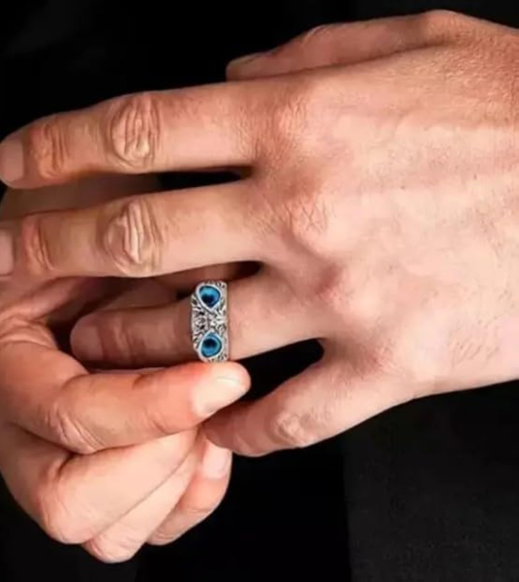 Men's Stainless Steel Adjustable Owl Ring