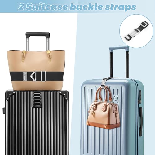 Yotako Alça de bagagem para malas, cinto de viagem 2 em 1 para alças de bagagem, adicione uma bolsa