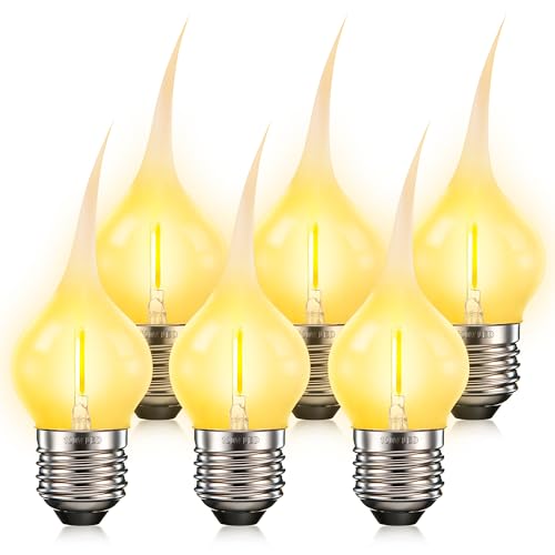 ROCEEI 6 Pack E26 Silicone Dipped Light Bulbs for Candle Lamps