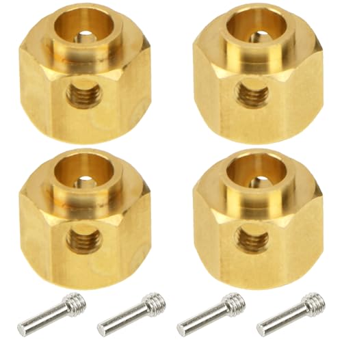 4Pcs Vgoohobby Brass 12mm Hex Hubs Adapter Extension Combiner Counterweight Compatible with Traxxas TRX-4 RC4WD D90 Redcat Gen7 RC 1/10 Crawler Car (8mm Thickness)