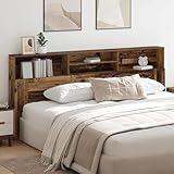 KKHOMEI Testiera Letto 220x19x103,5 cm, Letti con Comodini, Testiera con Contenitore, Test...