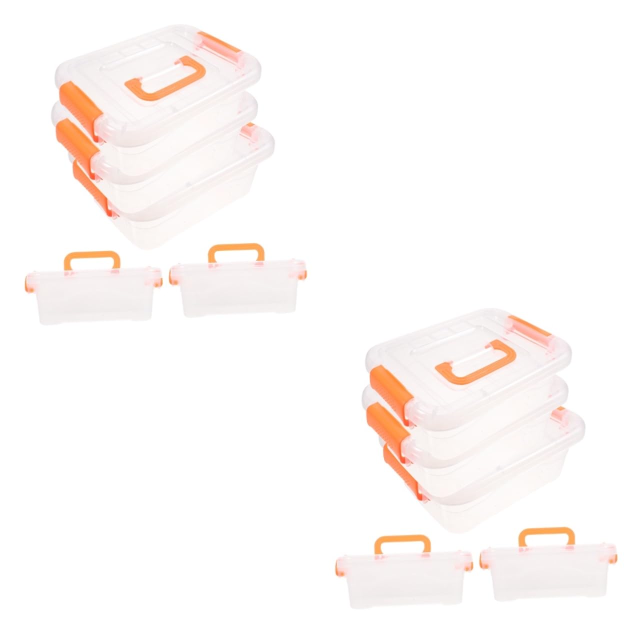 Operitacx 2sets Portable Scrapbook Storage Box with Handle Plastic Storage Containers for Office Home Small Bin 5pcs*2