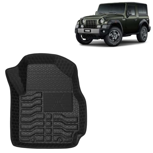 Image of Kingsway Accessories Premium 4.5D Car Floor Mats Only Compatible with Mahindra Thar (Automatic Transmission) Year 2025 Onwards, 3 Pcs, 100% Waterproof PVC Foot Mats | Black | 1 Year Warranty
