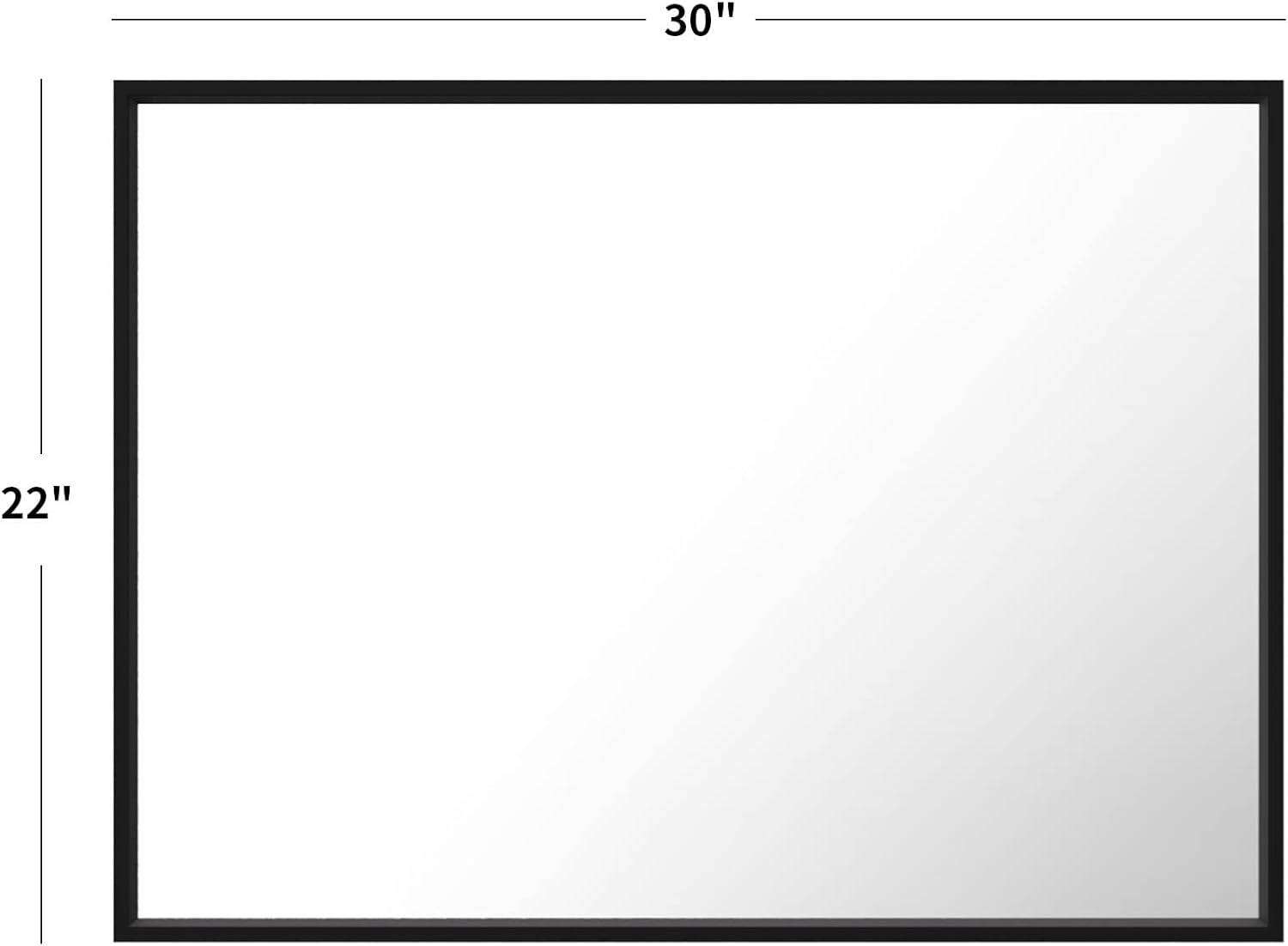 LOAAO 22"X30" Black Rectangle Bathroom Mirror Wall, Matte Black Aluminum Alloy Frame, Hangs Vertically or Horizontally, Easy to Install