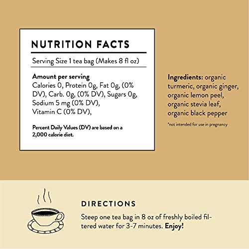 Organic Whole Health Tea, 30 Tea Bags With Turmeric, Ginger, Lemon And Black Pepper #TOP2