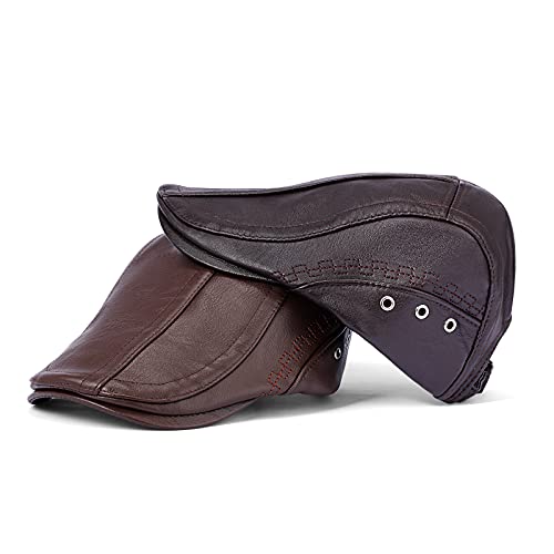 Govicta Men Women Newsboy Hat Leather Ivy Flat Cap Hunting Driver Cabbie Beret Hat Winter Cap #TOP4