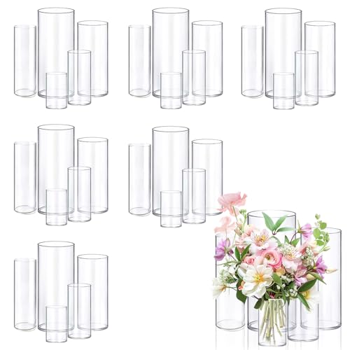 30pcs Glass Vase Cylinder Vases for Centerpieces Small Flower Glass