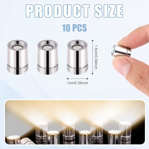 BTFO 10pcs LED Mini Lights, Small Led Lights for Dollhouse Silver Plastic Battery Included Doll House Electric Lights for Paper Lantern Party Decoration Crafts Dollhouse Accessories(Warm White Light)