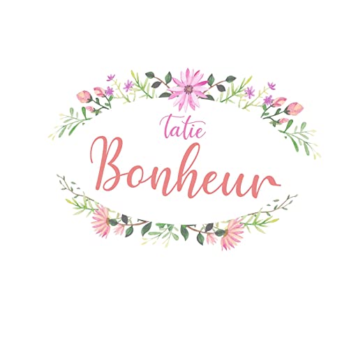 Tableau Décoratif Tatie Bonheur Toile Imprimée Frise Florale 59x40 cm
