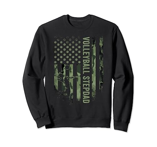 Vintage USA Camouflage Proud Volleyball Stepdad Silhouette Sweatshirt