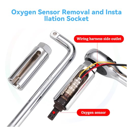 2 Stück Lambdasonden Schlüssel Set, 22mm Sauerstoffsensor-Stecknuss mit Breitem Seitenausschnitt zur Schonung der Kabel, Universelles Lambdasonde Werkzeug für 1/2\ Antrieb