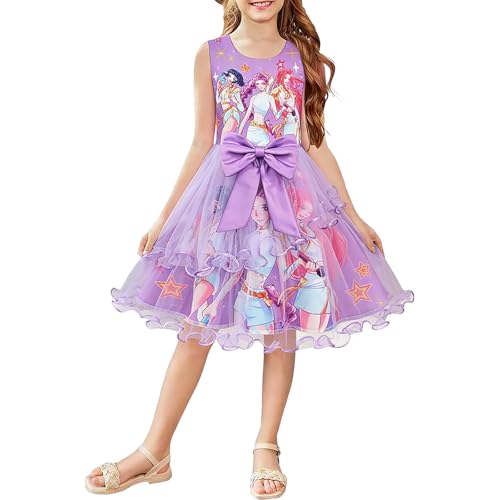 Girls Fashion Dresses Pop Singer Graphic Playwear Novelty Casual Wear Birthday Gift Rumi Mira Zoey Costume Princess Dress