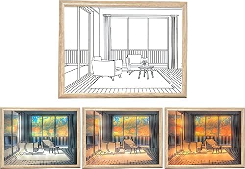 CPENSUS Sunset LED Night Light Painting Decoration Led Wall Art Illuminated Light Up Picture, Light Art Decor, Bedside Lamp for Nightstand, Night Lights for Kids Adults (Serene Autumn, 31 x 23 CM)