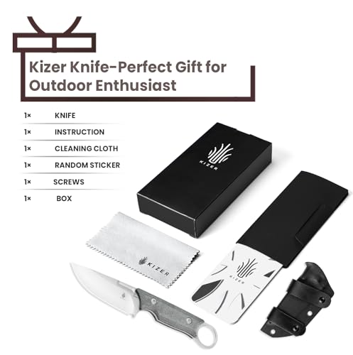Kizer 1048A1 Cabox Fixed Blade Knife 3.35 Inches D2 Steel Fixed Blade Hunting Knife Micarta Handle With Sheath Pocket Knife1048A1 thumb #6