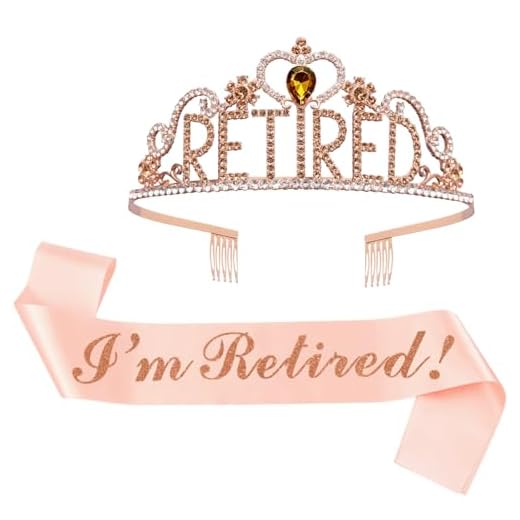 JETKONG Retirement Party Decorations Retired Tiara/Crown, Retired Sash for Women Retirement Gifts, Retirement Party Supplies, Gifts, Favors (Rose Gold)