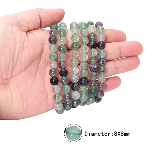 Nupuyai Fluorite 8mm Round Crystal Stone Beads for Jewelry Making DIY Bracelet Necklace Polished Stone Loose Beads Strand 15" - Image 2