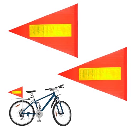2 pcs Reflective Bike Safety Flags Orange Waterproof