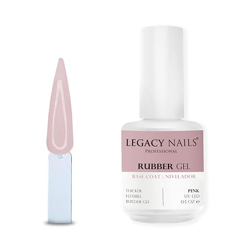 Miniatura 1 de LEGACY NAILS Nivelador - Capa base de gel de goma profesional de 0.5 onzas líquidas, cobertura completa, elástica, gruesa, flexible, capa base de