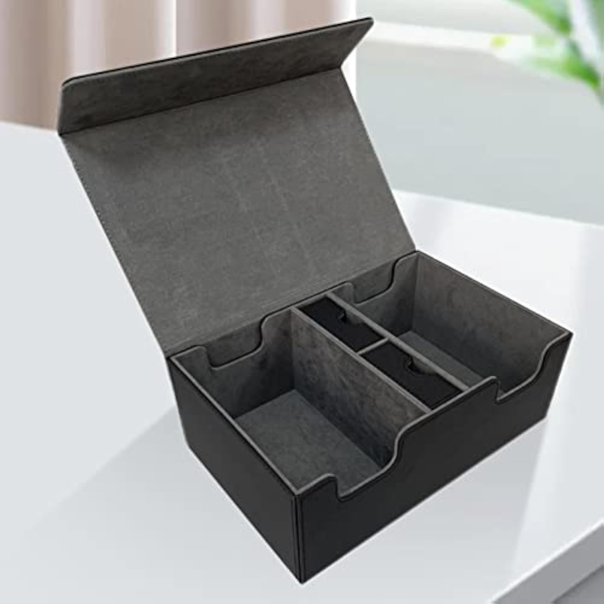 Card Game Deck Storage Box Dual Compartments