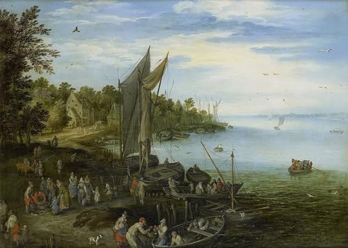 Art Tableau Rivieroever Jan l'Ancien Brueghel - Affiche impression sur toile 60x90cm