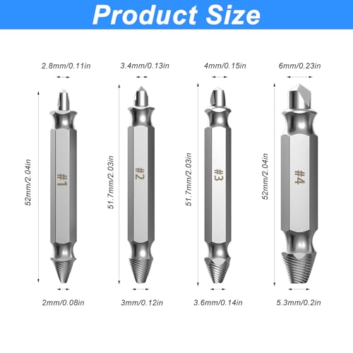 4 x Schraubenausdreher Set Linksausdreher Set Profi, Schrauben Ausdreher Set, Schrauben Ausdrehwerkzeug, Linksbohrer Linksdreher Set, Schraubenentferner zum Entfernen Beschädigter Schrauben Muttern