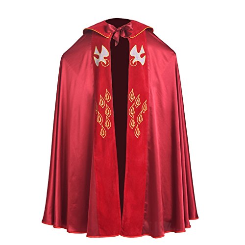 BLESSUME Cope Catholic Church Bishop Vestment Birds IHS Embroidery Cape (Red)