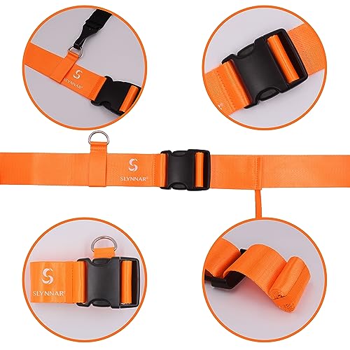 Image of Slynnar Car Seat Travel Belt, Car Seat Luggage Strap to Suitcase for Airport, Orange