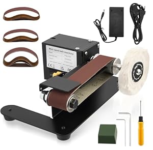 Mini-Elektro-Bandschleifer, 7-stufig einstellbare Poliermaschine, 250 W Polierbandschleifer mit 20 Stück 330x30 mm Schleifbändern, Schleif- und Polierscheiben