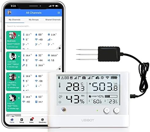 Wireless Remote Smart WS1 Pro + Soil Temperature Moisture + Temperature Humidity Ambient Light Sensor 2.4GHZ WiFi Free 24/7 Alerts & History Data Logger Monitor Anywhere! IFTTT
