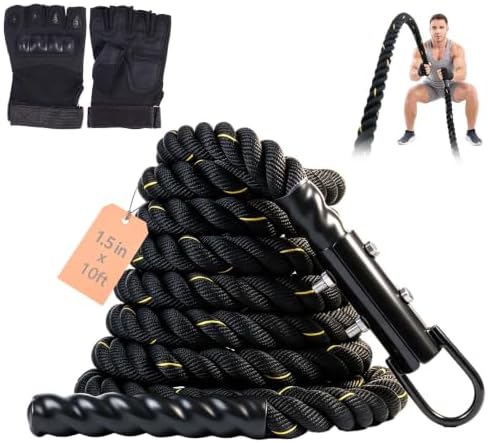 Climbing Rope with Workout Glove, 1.5in-10FT Gym Rope for Strengt...