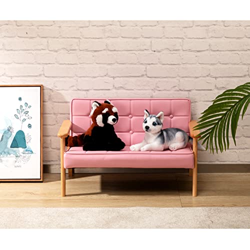 Doeworks Armrest Double Seat Toddler Couch, Upholstered Kids Sofa Chair With Solid Wooden Frame, Bedroom, Preschool, Living Room, Pink #TOP4