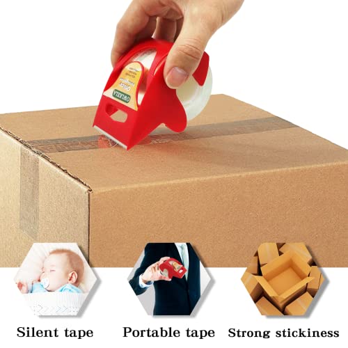 Image of OWLKELA Noiseless Shipping Packaging Tape 1.97 inch x 32.8 Yd, 3 Pack Heavy Duty Clear Packaginging Tape with Dispenser, Moving Tape, Box Tape, Strong Seal on All Box Types, 1.02 inch Core