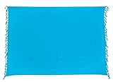 Fair Trade Herstellung Ciffre Sarong Pareo Wickelrock Strandtuch Lunghi Stickerei Tuch Schlicht Uni Türkis