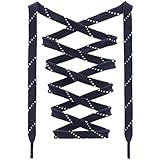 DANHUA Flat Thick Sneakers Shoelaces: 2 Pair 39.37 inch Navy White Twill Point Athletic Shoe Laces