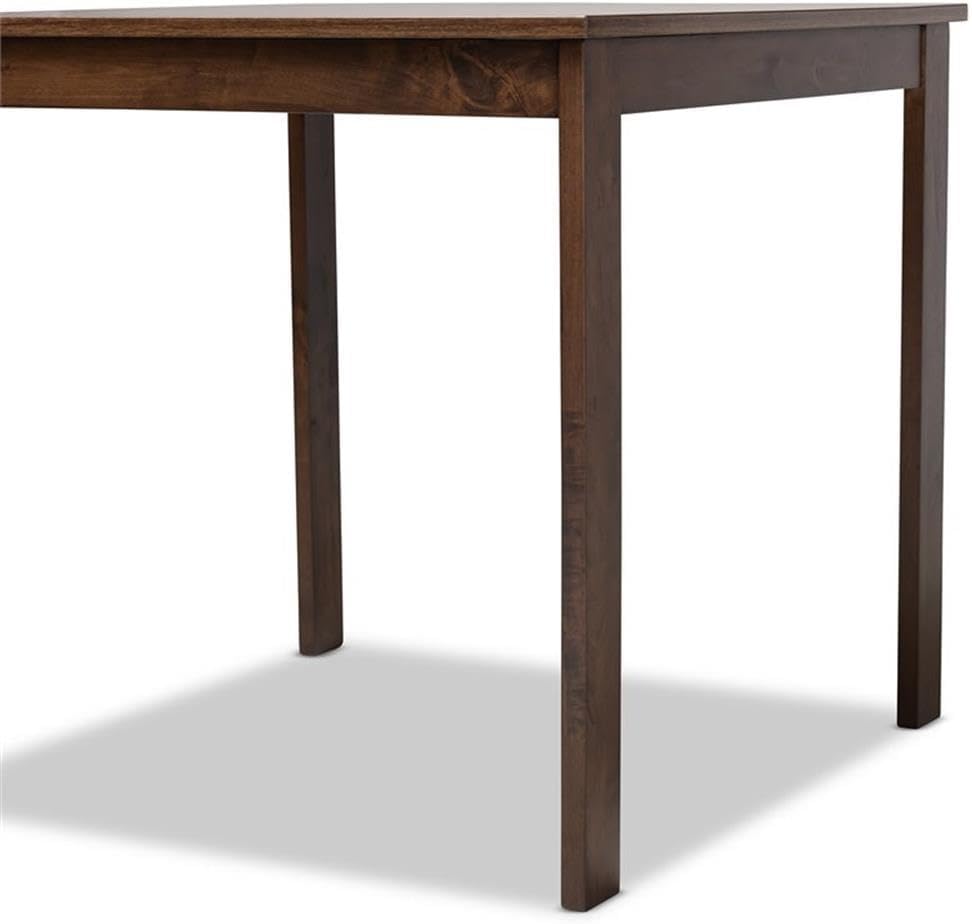 BOWERY HILL 5-Piece Wood Dining Set, Solid Rubberwood and Engineered Wood, Beige Upholstered Chairs, Dark Walnut Brown Finish, Square Table for Small Kitchens or Dining Rooms, Compact Modern Design