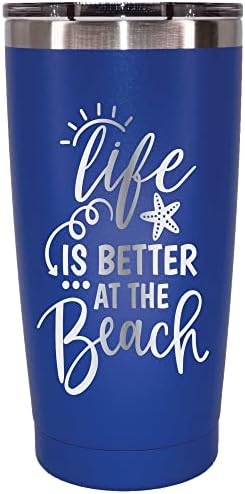 MugHeads Life is Better at the Beach Tumbler - Beach Accessories For Vacation Must Haves - Beach Decorations for Home - Beach Vacation Essentials - Beach Gifts for Women - 20 oz Tumblers (Royal)