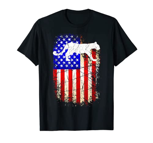 Cougar American Flag T-Shirt Patriotic 4th July Gift Tee Camiseta