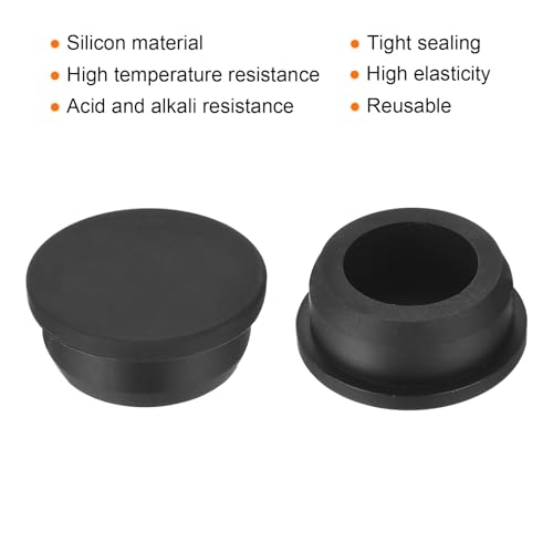 Image of uxcell High Temp Silicone Plug Mount Dia 36.3mm /1.43 inch t Shaped Rubber Stopper Hole Plugs for Powder Coating Plating Waterproof Plugs Sealing Plugs Black Pack of 3(OD 42mm)