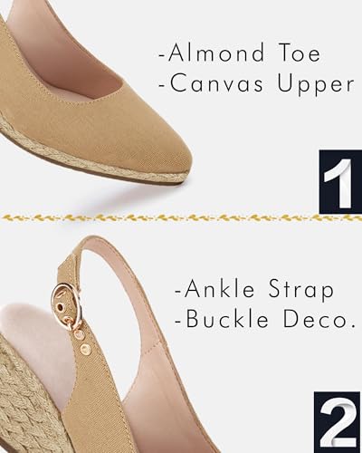 Image of Juliet Holy Womens Wedge Sandals Espadrilles Closed Toe Slingback Buckle Strap Comfortable Casual Summer Wedges Shoes