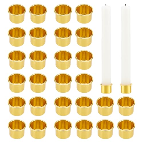 NICENEEDED 30 pz Portacandele Tazze, Portacandele in Alluminio Dorato Protezioni Antigoccia per Candele Vuote Raccoglitori per Gocce di Cera, Contenitore per Candele Decorative
