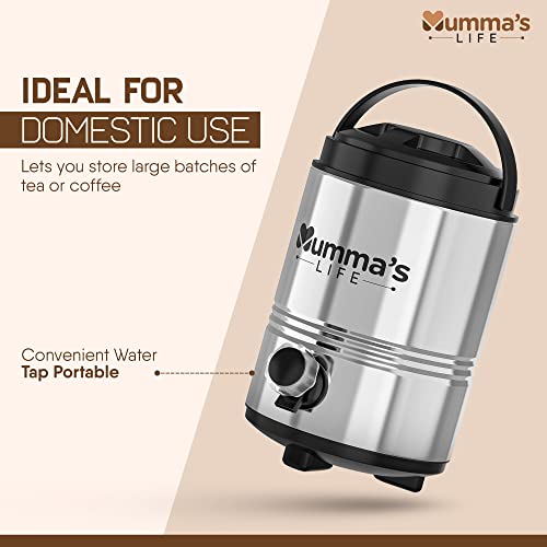 Image of Mumma's LIFE Water Camper Stainless Steel Thermos Flask Jug 5 Liters | Insulated Water Dispenser with Tap | Hot & Cold Water Jug for Home Outdoor Use