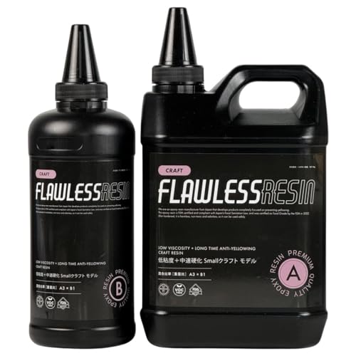 クラフト用フローレスレジン 低粘度+中速硬化 立体作品用エポキシ樹脂 2液性レジン エポキシレジン (4kg)