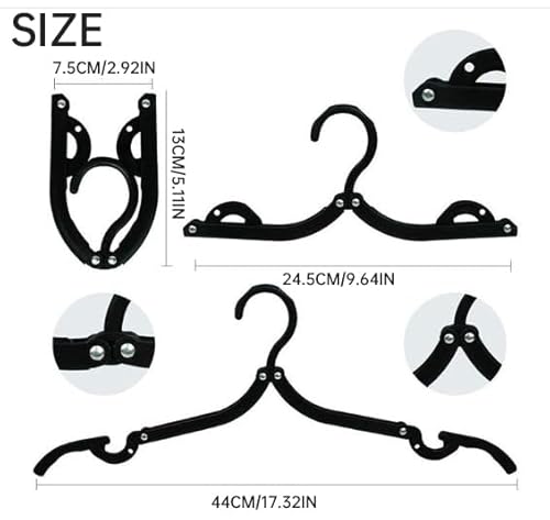 12 Stück Reisebügel, Tragbare Faltbare Kleiderbügel, Kunststoffbügel Platzsparend, Kleiderbügel mit Rutschfester, Multifunktionales Reisezubehör für Zuhause, Hotel, Reisen, Camping