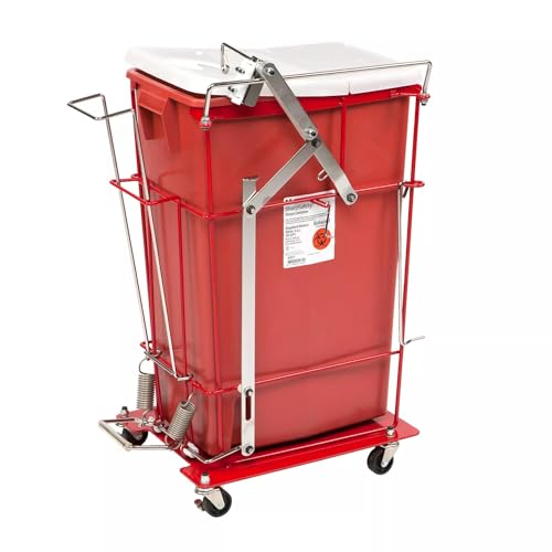 SharpSafety™ Foot Pedal Cart for Hinged Lid Container, 12 and 18 Gallon