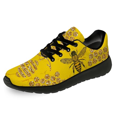 Novelty Bee Print Running Shoes for Men Women Lightweight Tennis Walking Sneakers Gifts for Him Her